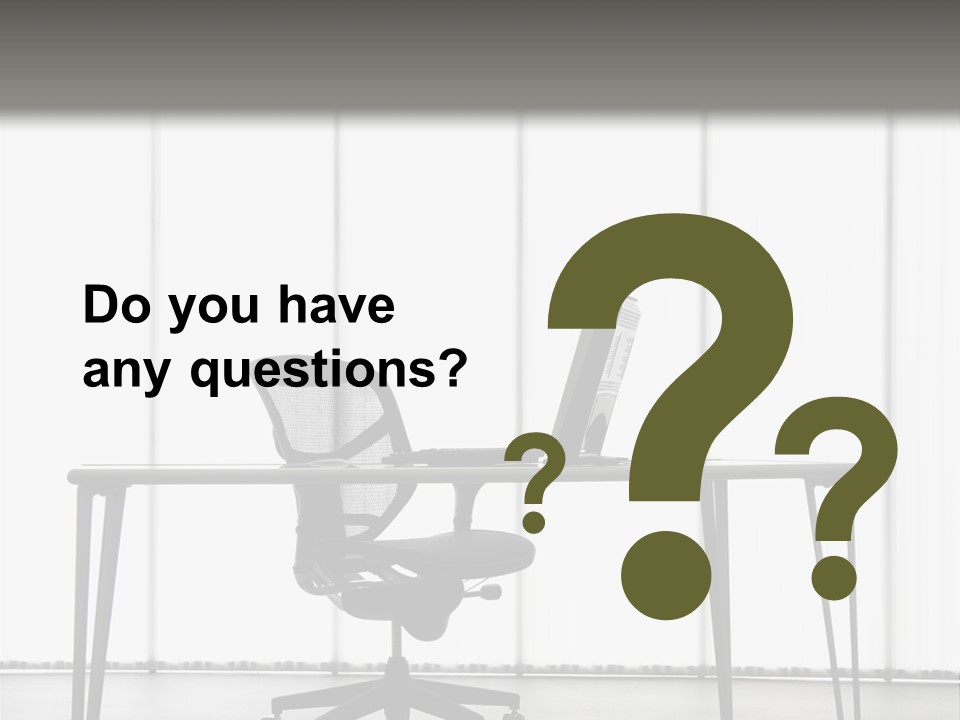 Still Life Shot Of Computer Monitor And Keyboard With Office Chair. PowerPoint Template