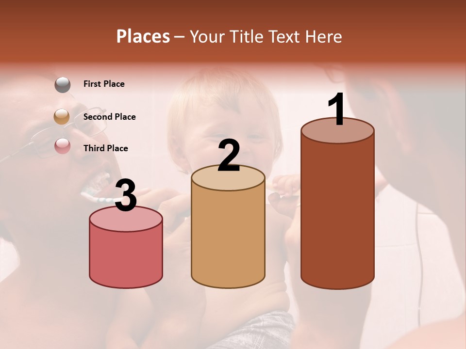 The Father Learns The Son To Clean Teeth PowerPoint Template