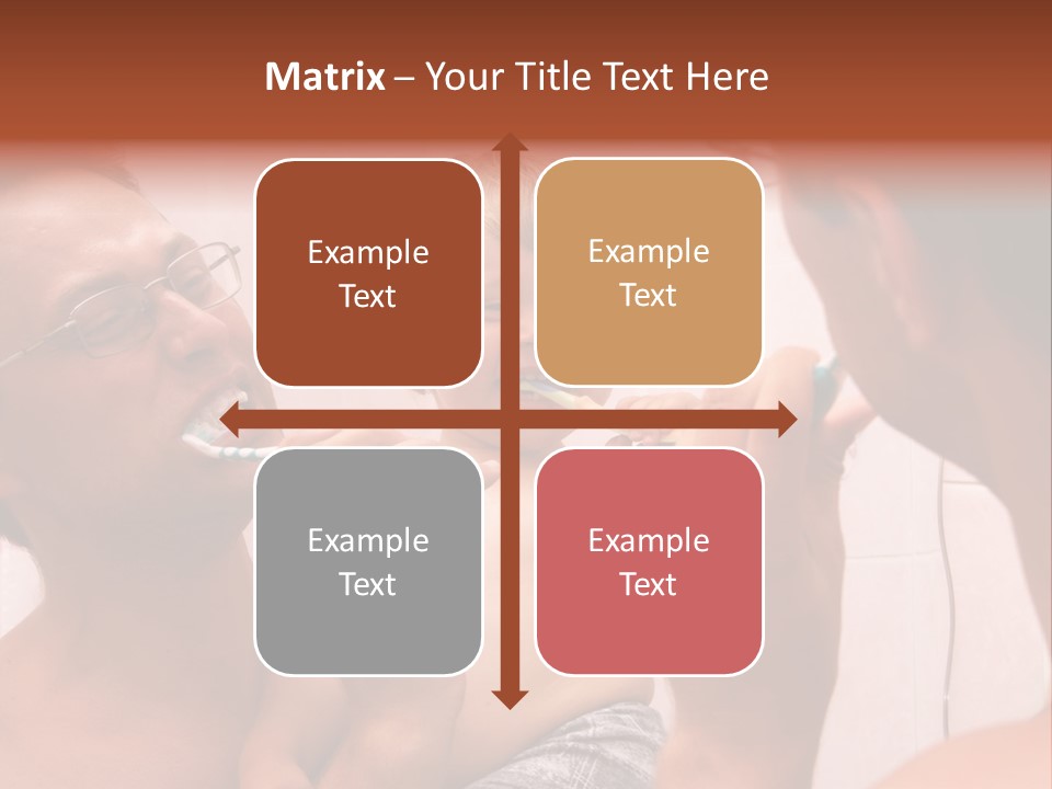 The Father Learns The Son To Clean Teeth PowerPoint Template