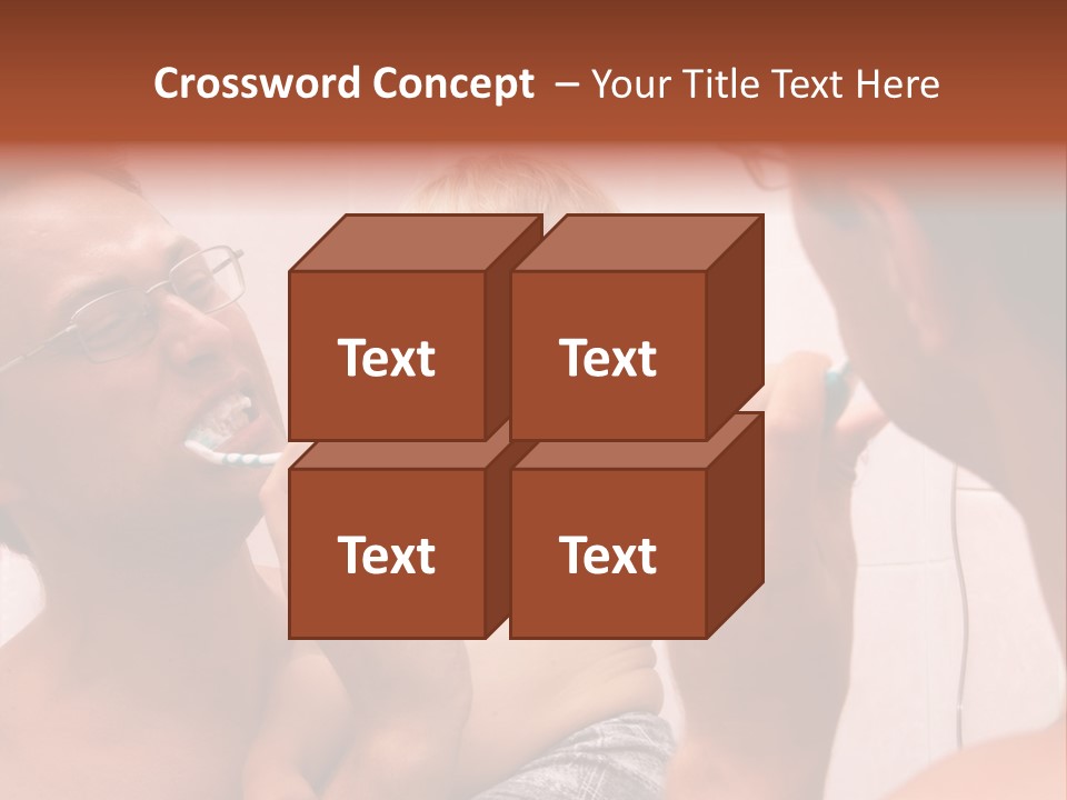 The Father Learns The Son To Clean Teeth PowerPoint Template