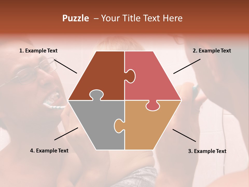 The Father Learns The Son To Clean Teeth PowerPoint Template