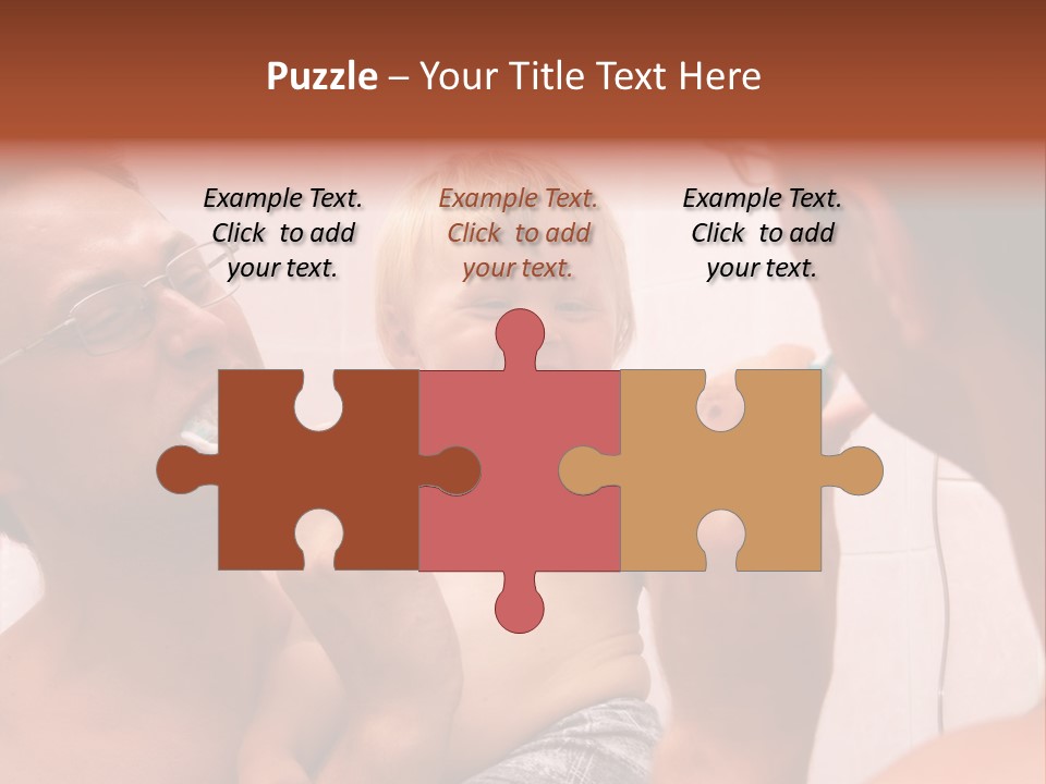 The Father Learns The Son To Clean Teeth PowerPoint Template