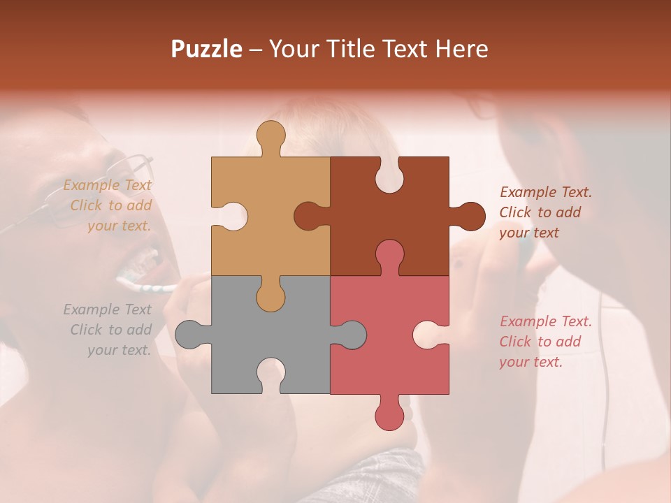 The Father Learns The Son To Clean Teeth PowerPoint Template