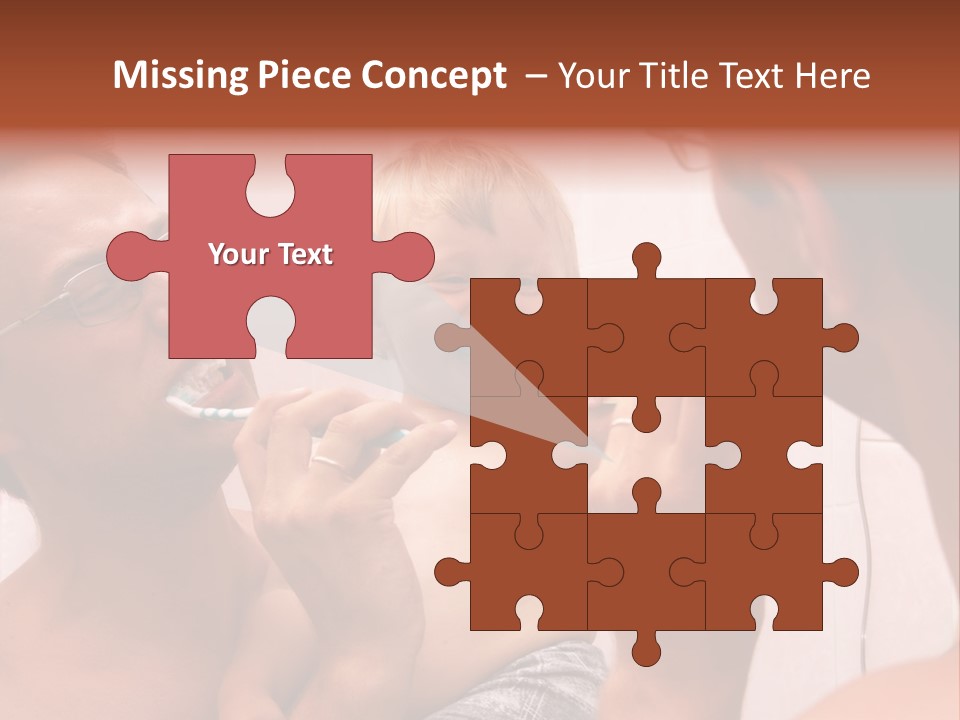 The Father Learns The Son To Clean Teeth PowerPoint Template