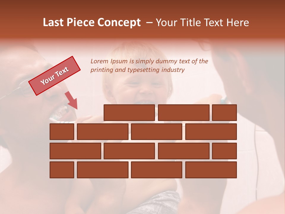 The Father Learns The Son To Clean Teeth PowerPoint Template