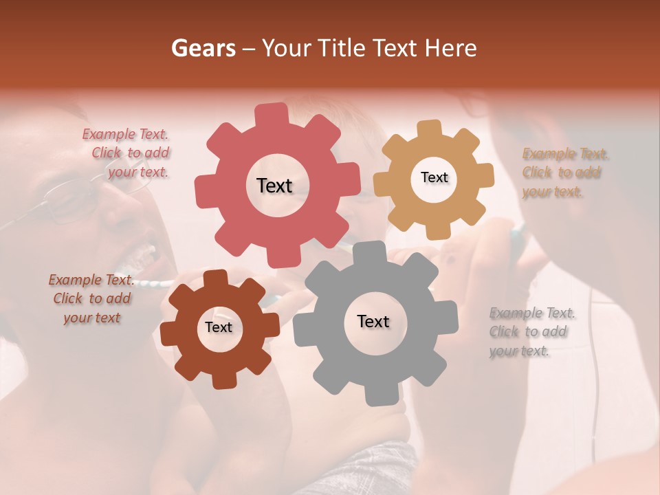 The Father Learns The Son To Clean Teeth PowerPoint Template