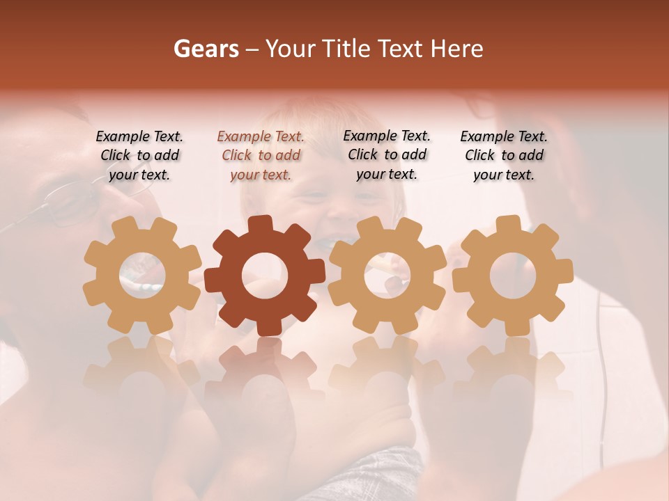 The Father Learns The Son To Clean Teeth PowerPoint Template