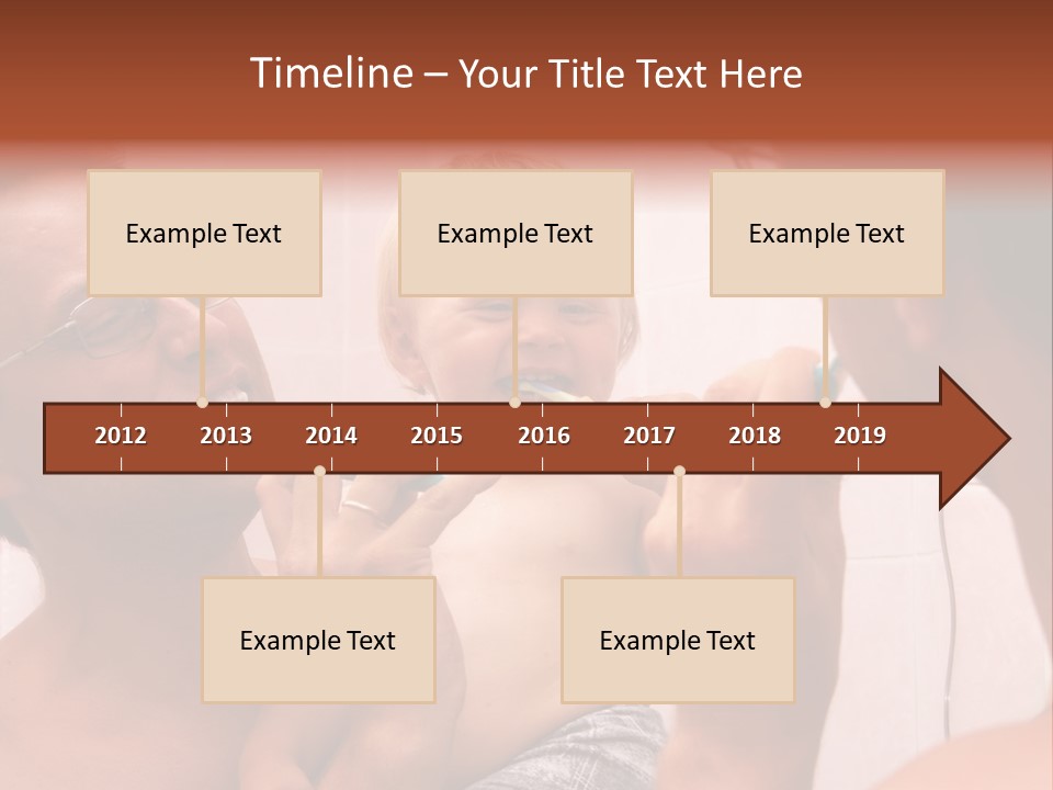 The Father Learns The Son To Clean Teeth PowerPoint Template