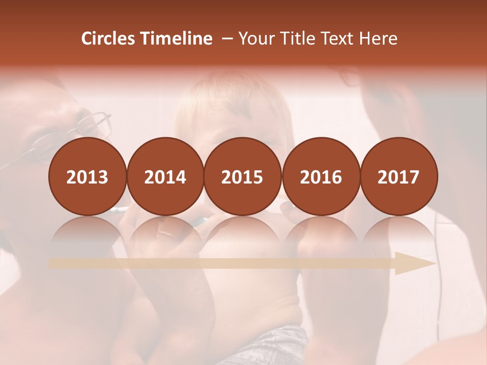 The Father Learns The Son To Clean Teeth PowerPoint Template