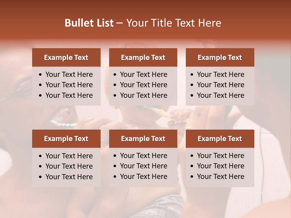The Father Learns The Son To Clean Teeth PowerPoint Template