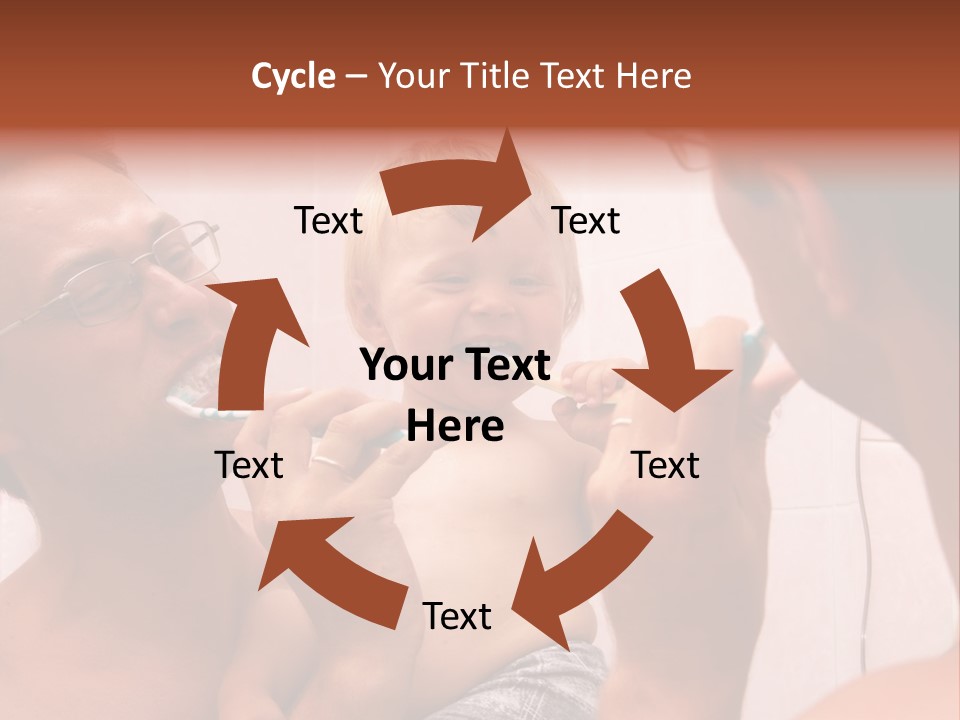 The Father Learns The Son To Clean Teeth PowerPoint Template