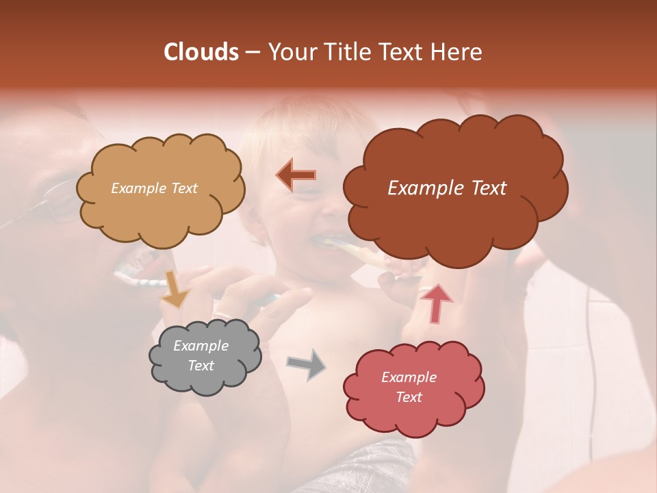 The Father Learns The Son To Clean Teeth PowerPoint Template