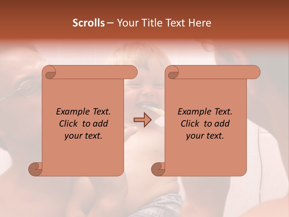 The Father Learns The Son To Clean Teeth PowerPoint Template