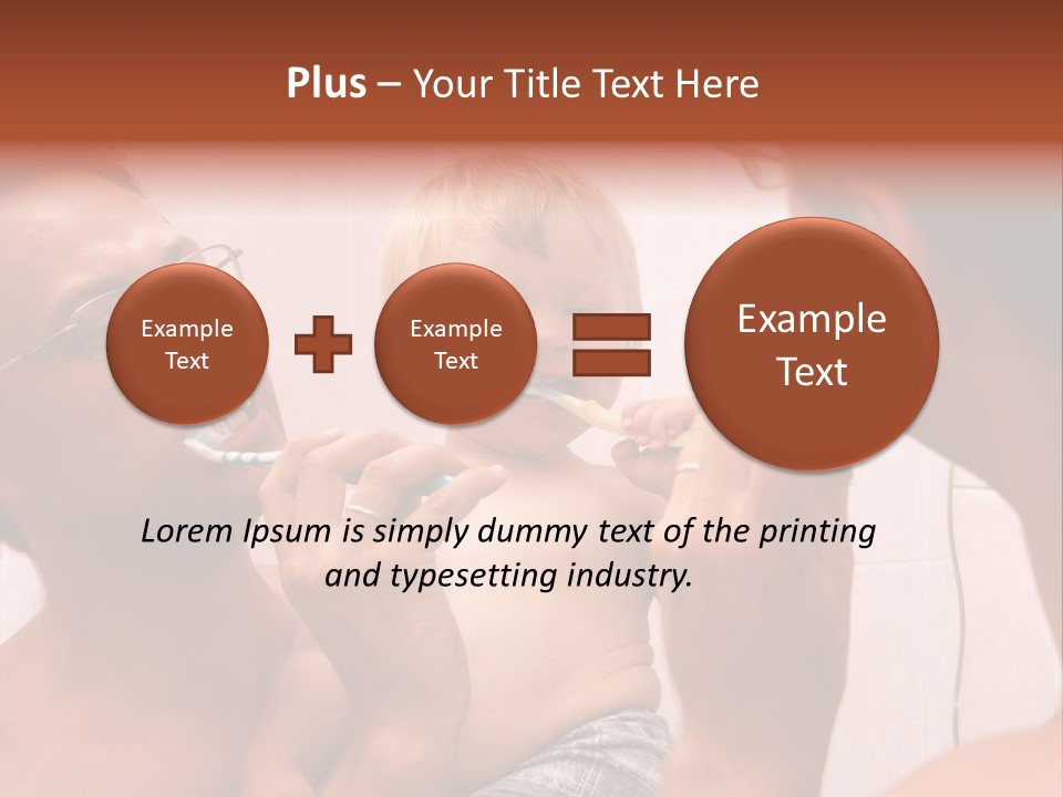 The Father Learns The Son To Clean Teeth PowerPoint Template