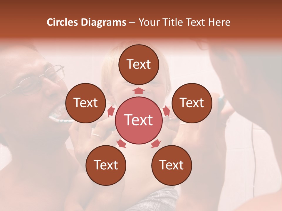 The Father Learns The Son To Clean Teeth PowerPoint Template