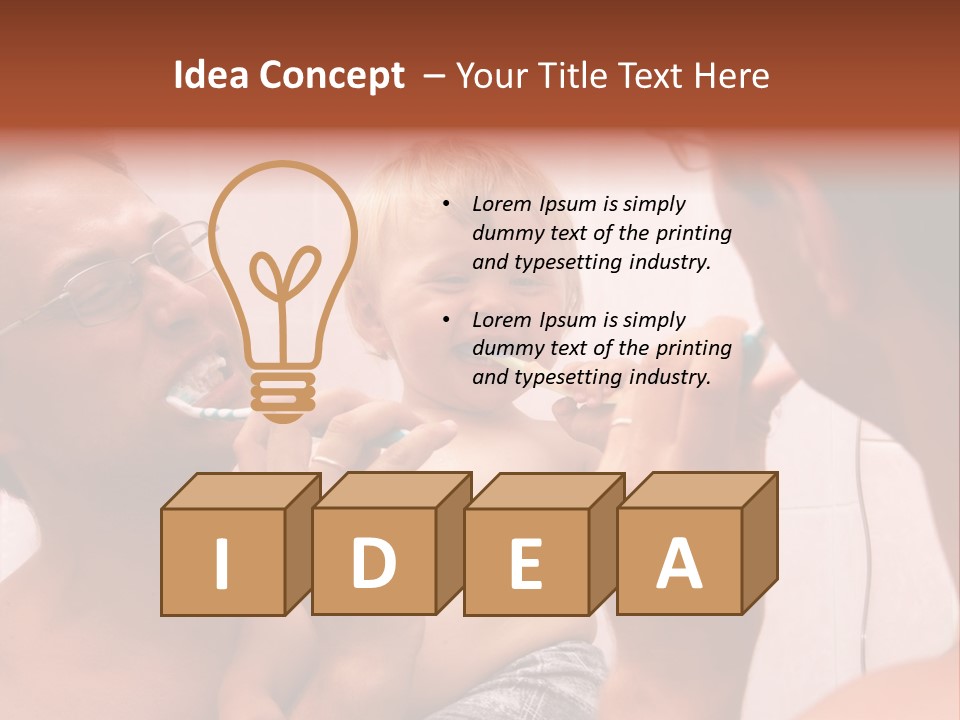 The Father Learns The Son To Clean Teeth PowerPoint Template