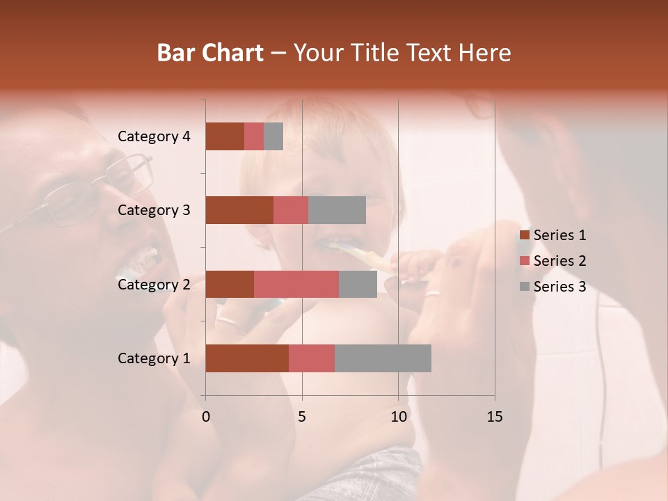 The Father Learns The Son To Clean Teeth PowerPoint Template