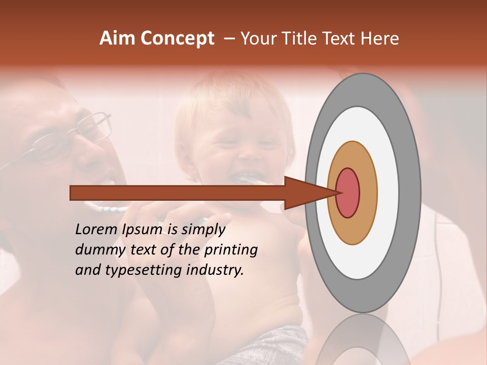 The Father Learns The Son To Clean Teeth PowerPoint Template