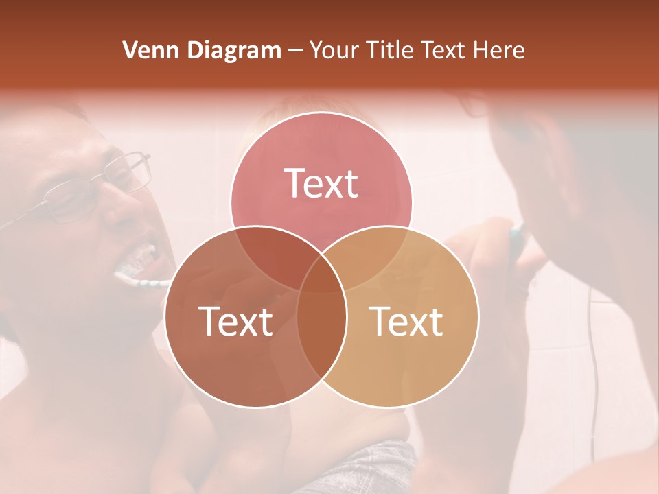 The Father Learns The Son To Clean Teeth PowerPoint Template