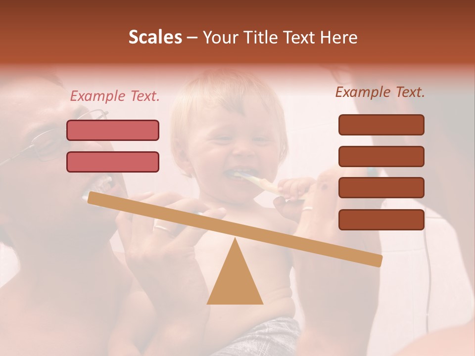 The Father Learns The Son To Clean Teeth PowerPoint Template