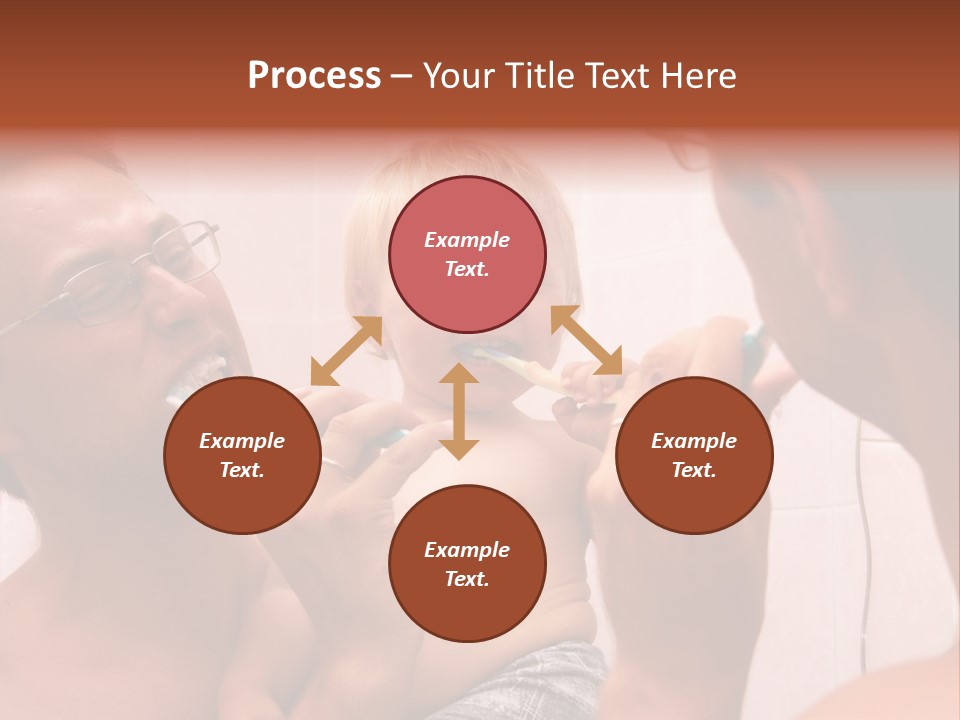The Father Learns The Son To Clean Teeth PowerPoint Template