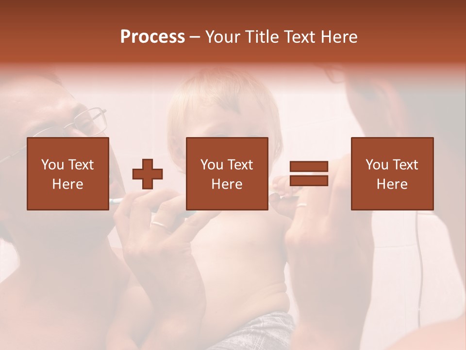 The Father Learns The Son To Clean Teeth PowerPoint Template