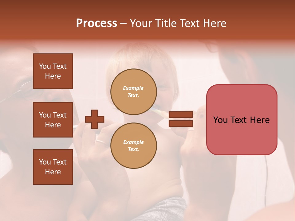 The Father Learns The Son To Clean Teeth PowerPoint Template