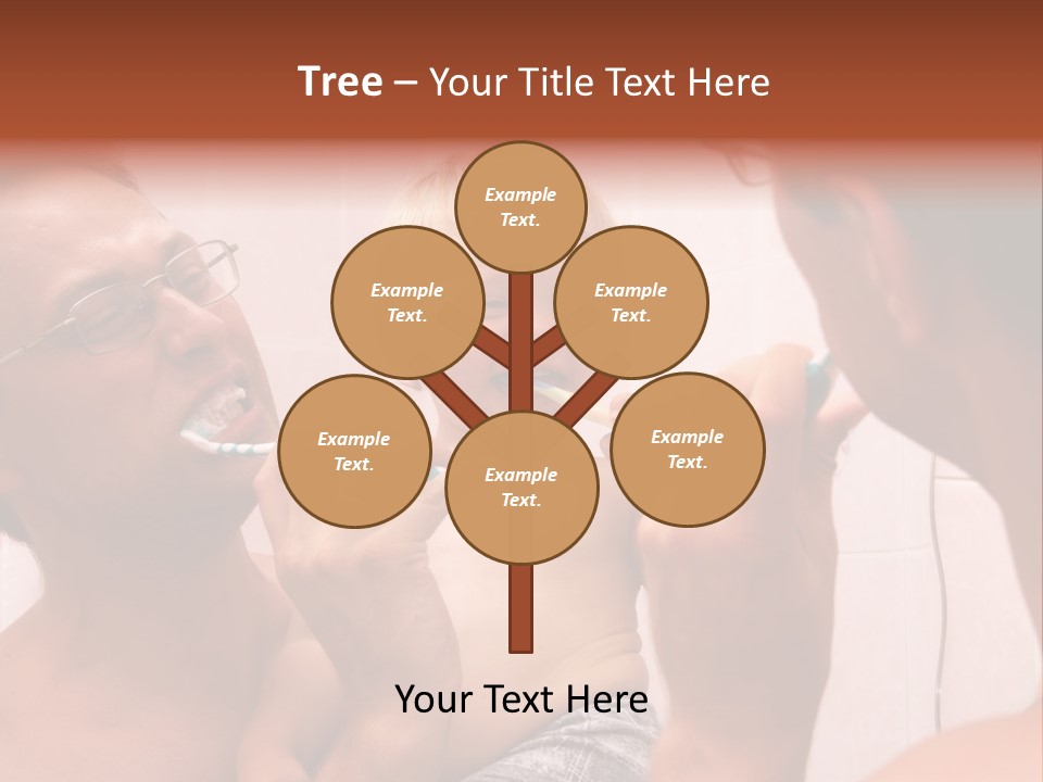 The Father Learns The Son To Clean Teeth PowerPoint Template