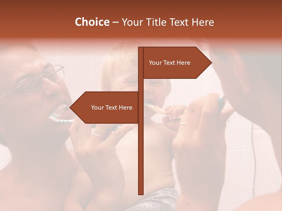 The Father Learns The Son To Clean Teeth PowerPoint Template