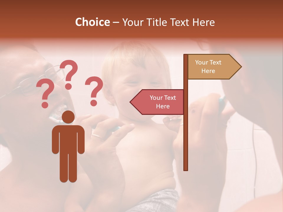 The Father Learns The Son To Clean Teeth PowerPoint Template