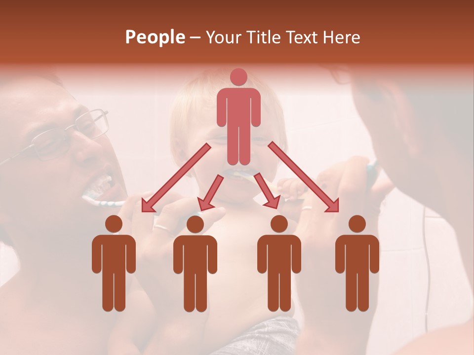 The Father Learns The Son To Clean Teeth PowerPoint Template