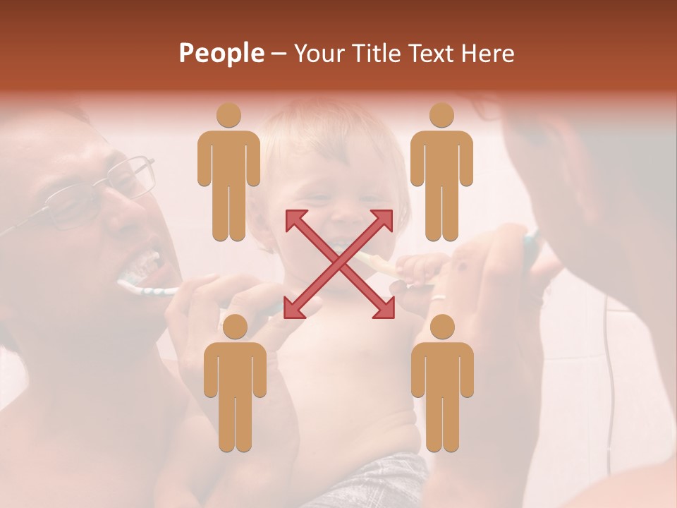 The Father Learns The Son To Clean Teeth PowerPoint Template