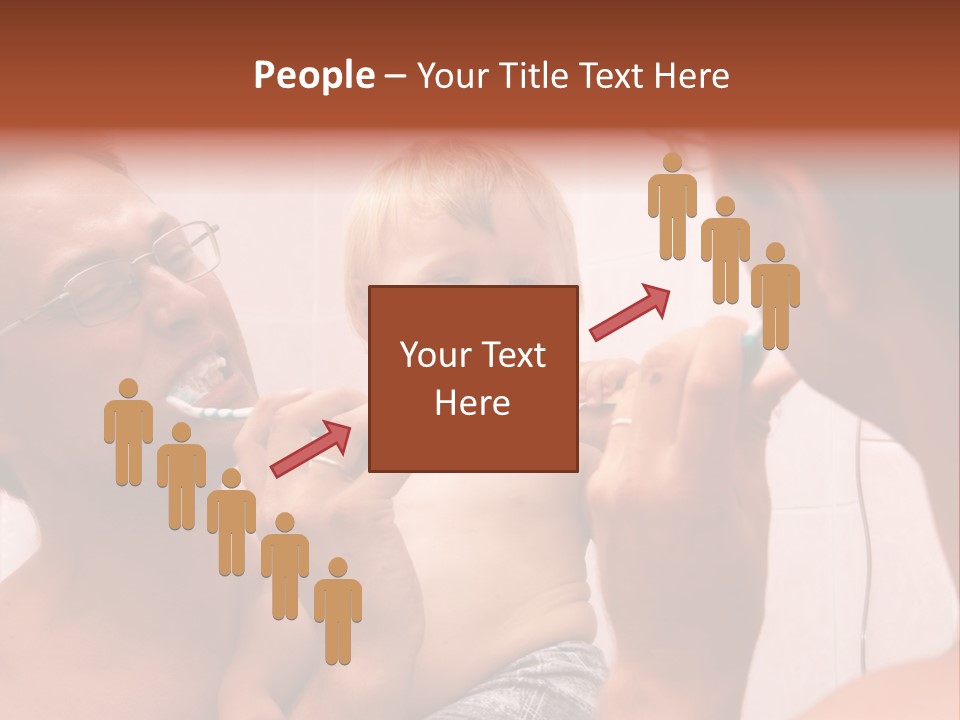 The Father Learns The Son To Clean Teeth PowerPoint Template