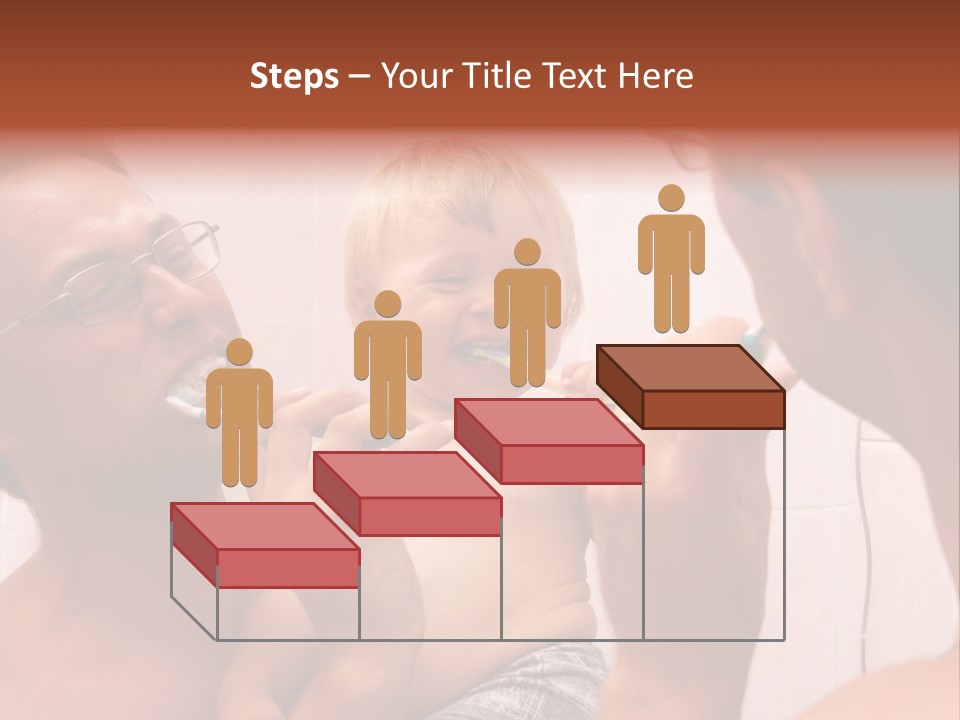 The Father Learns The Son To Clean Teeth PowerPoint Template
