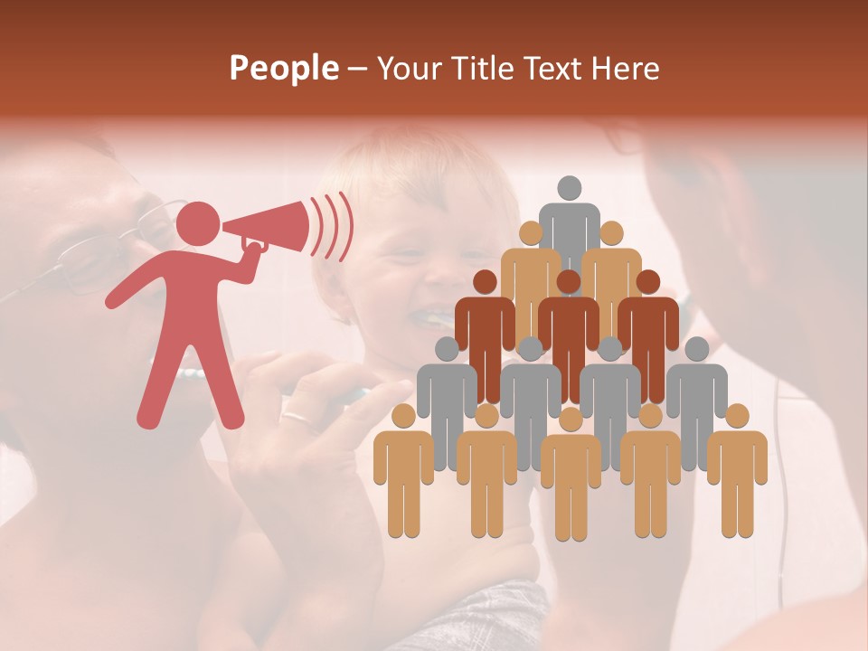 The Father Learns The Son To Clean Teeth PowerPoint Template