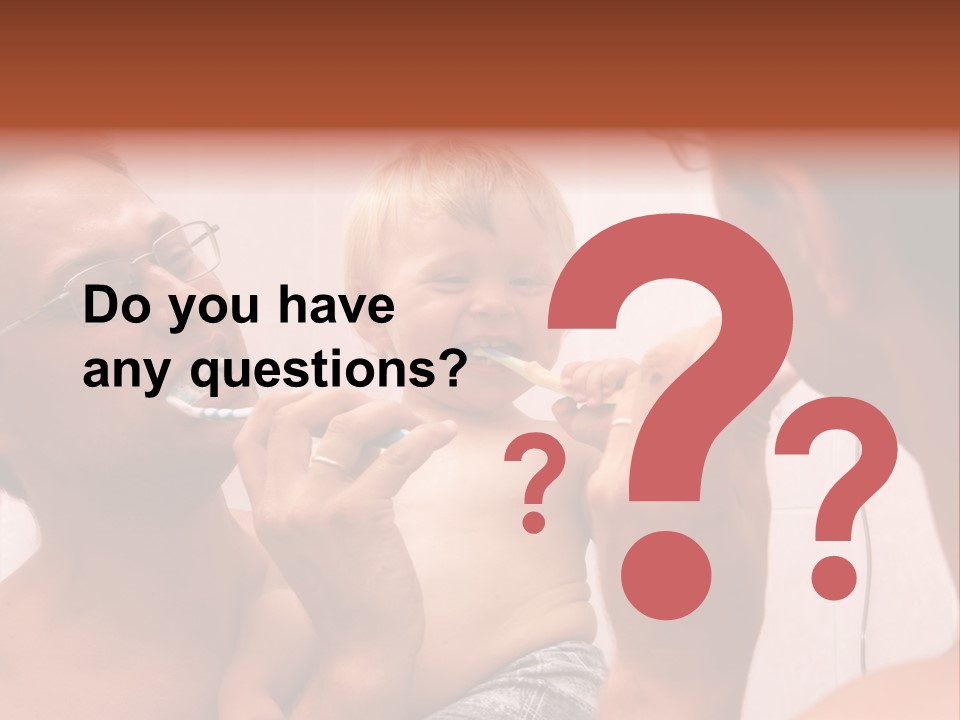 The Father Learns The Son To Clean Teeth PowerPoint Template