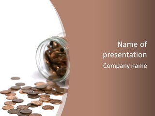 A Jar Filled With Coins Sitting On Top Of A Table PowerPoint Template