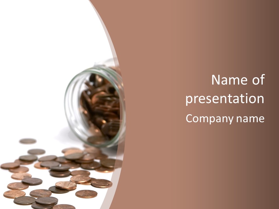 A Jar Filled With Coins Sitting On Top Of A Table PowerPoint Template