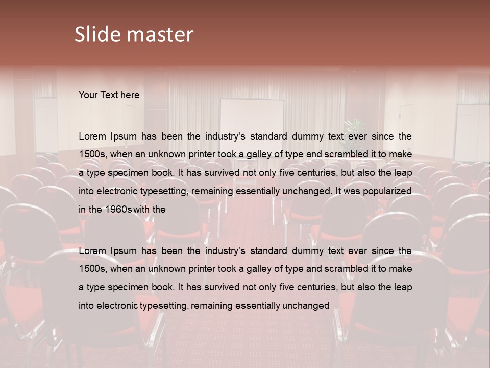 Empty Conference Room Ready For Audience PowerPoint Template