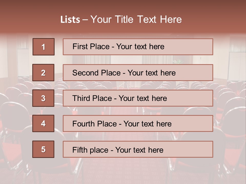 Empty Conference Room Ready For Audience PowerPoint Template