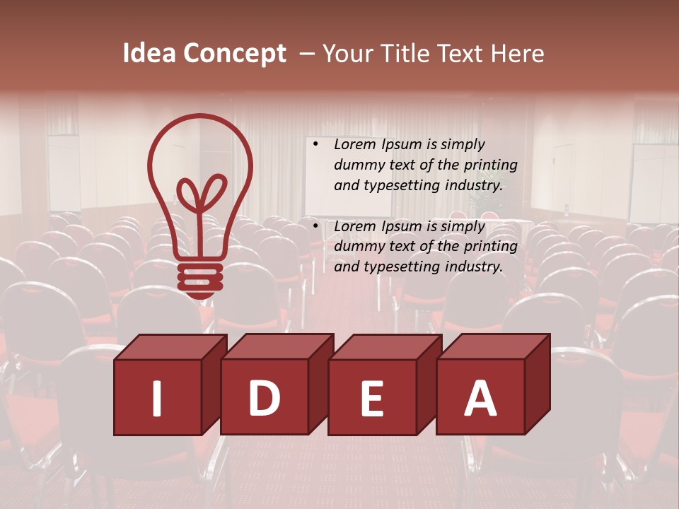 Empty Conference Room Ready For Audience PowerPoint Template