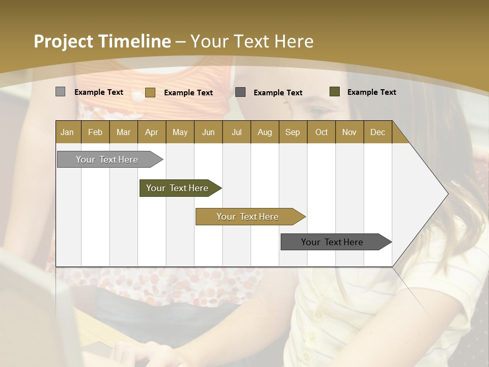 Two Cute School Girls Doing Research On-Line In The School Library. Focus On The Girl Sitting Down. PowerPoint Template