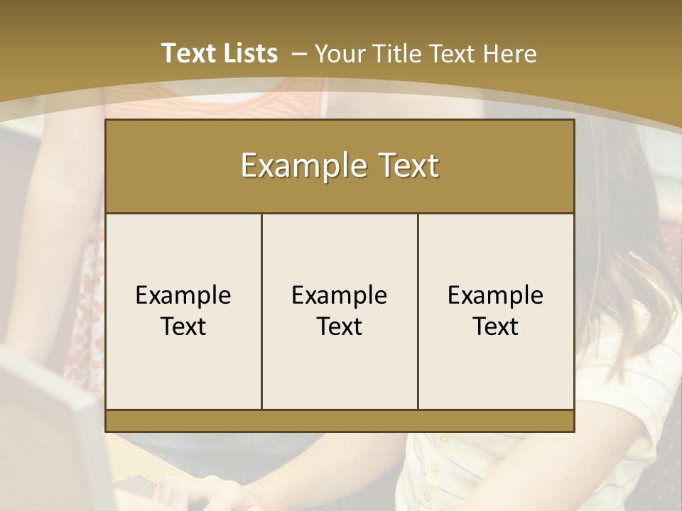 Two Cute School Girls Doing Research On-Line In The School Library. Focus On The Girl Sitting Down. PowerPoint Template