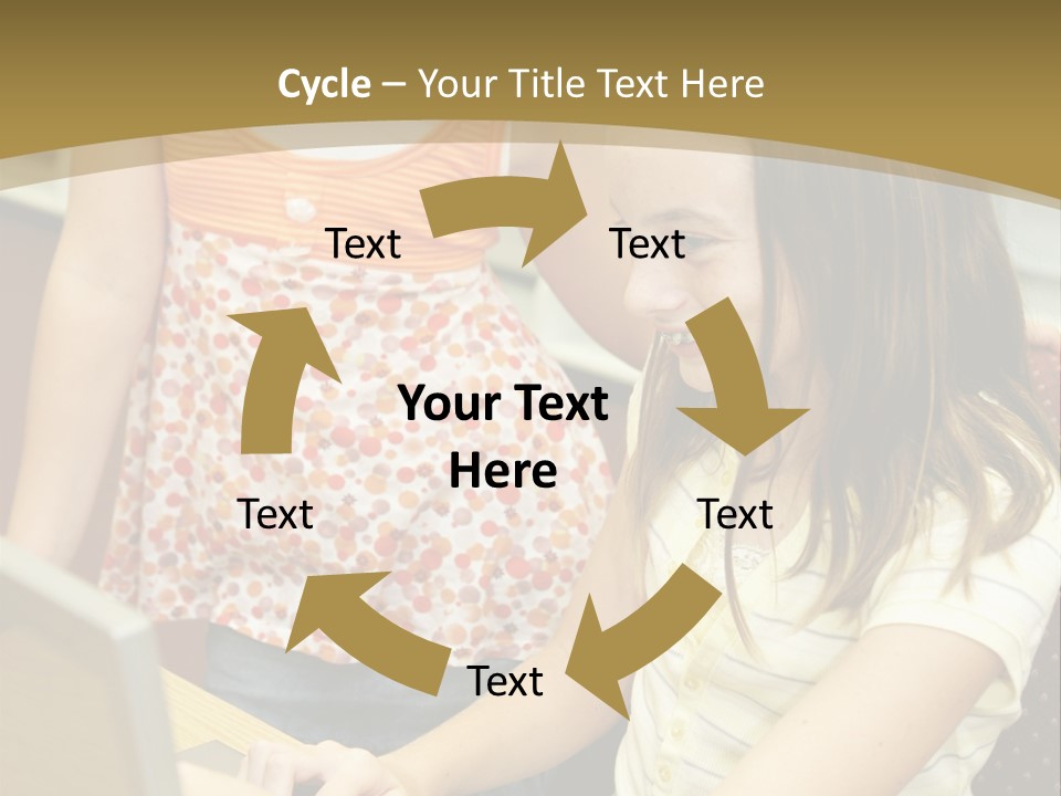 Two Cute School Girls Doing Research On-Line In The School Library. Focus On The Girl Sitting Down. PowerPoint Template