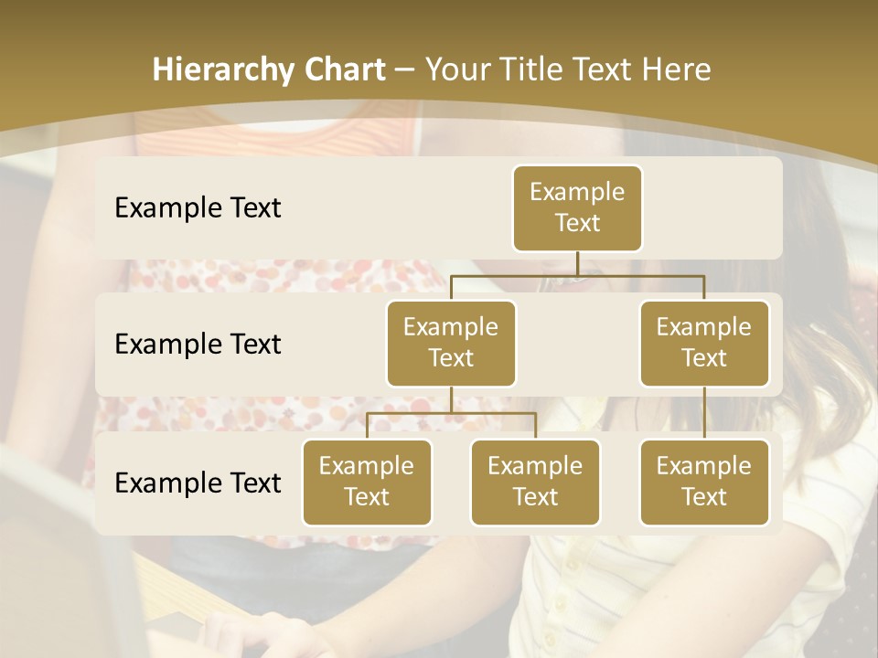 Two Cute School Girls Doing Research On-Line In The School Library. Focus On The Girl Sitting Down. PowerPoint Template