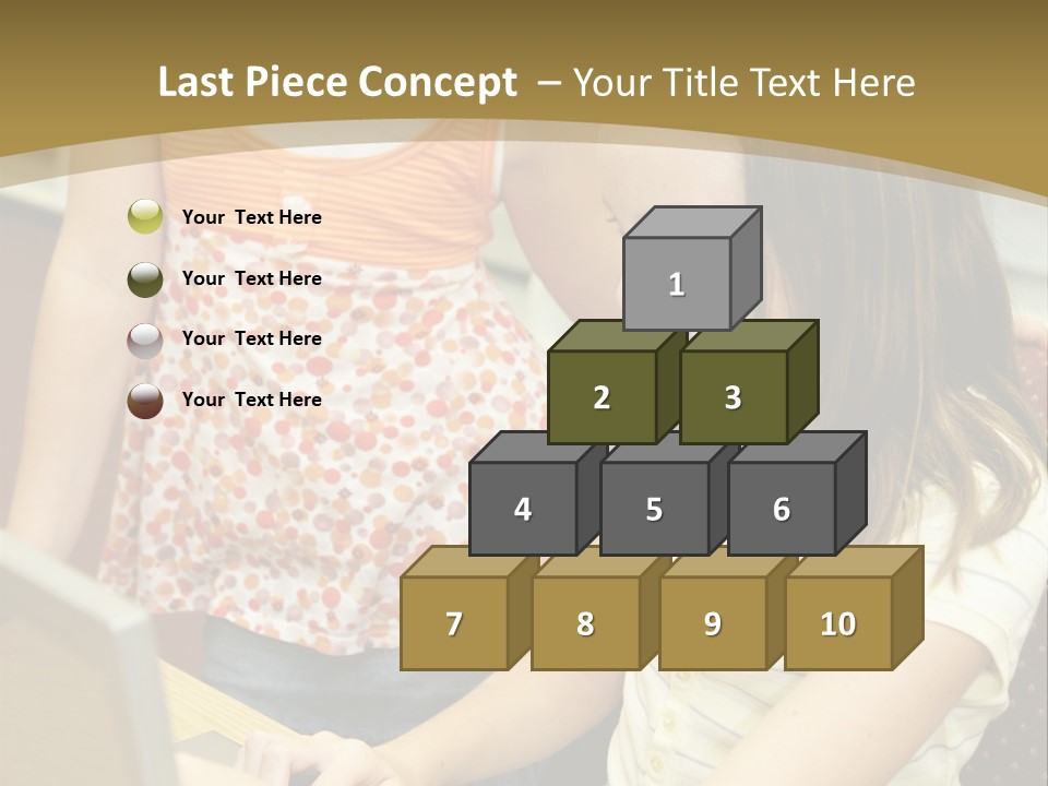 Two Cute School Girls Doing Research On-Line In The School Library. Focus On The Girl Sitting Down. PowerPoint Template