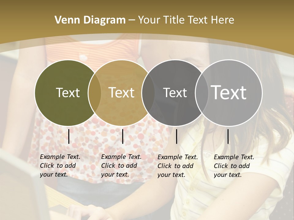 Two Cute School Girls Doing Research On-Line In The School Library. Focus On The Girl Sitting Down. PowerPoint Template