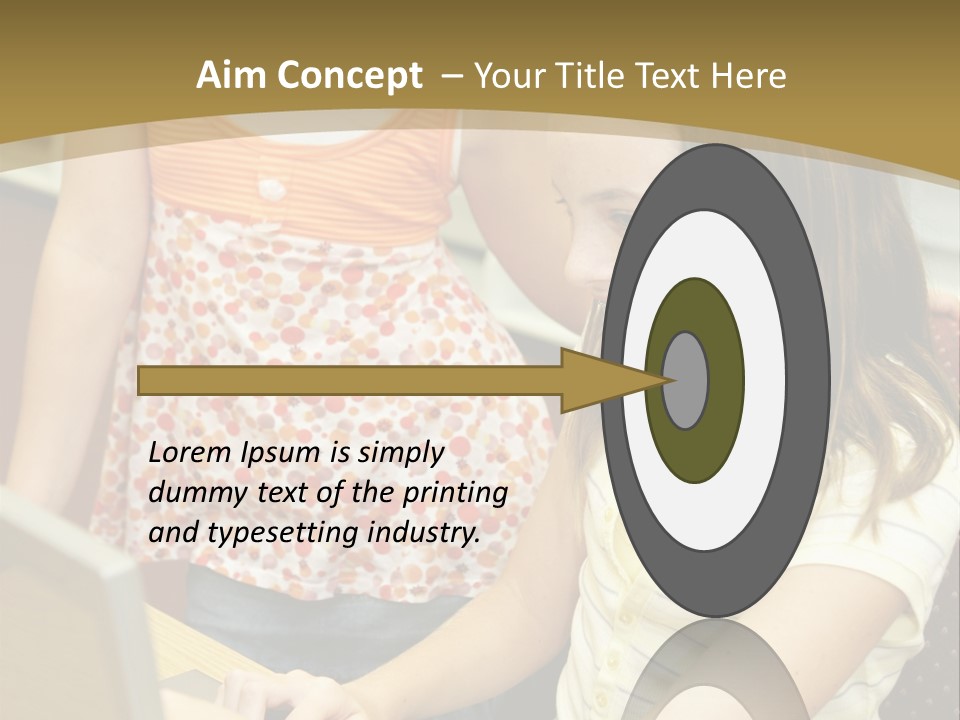 Two Cute School Girls Doing Research On-Line In The School Library. Focus On The Girl Sitting Down. PowerPoint Template