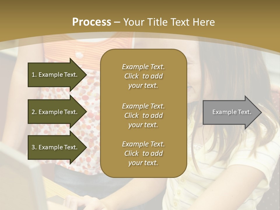 Two Cute School Girls Doing Research On-Line In The School Library. Focus On The Girl Sitting Down. PowerPoint Template