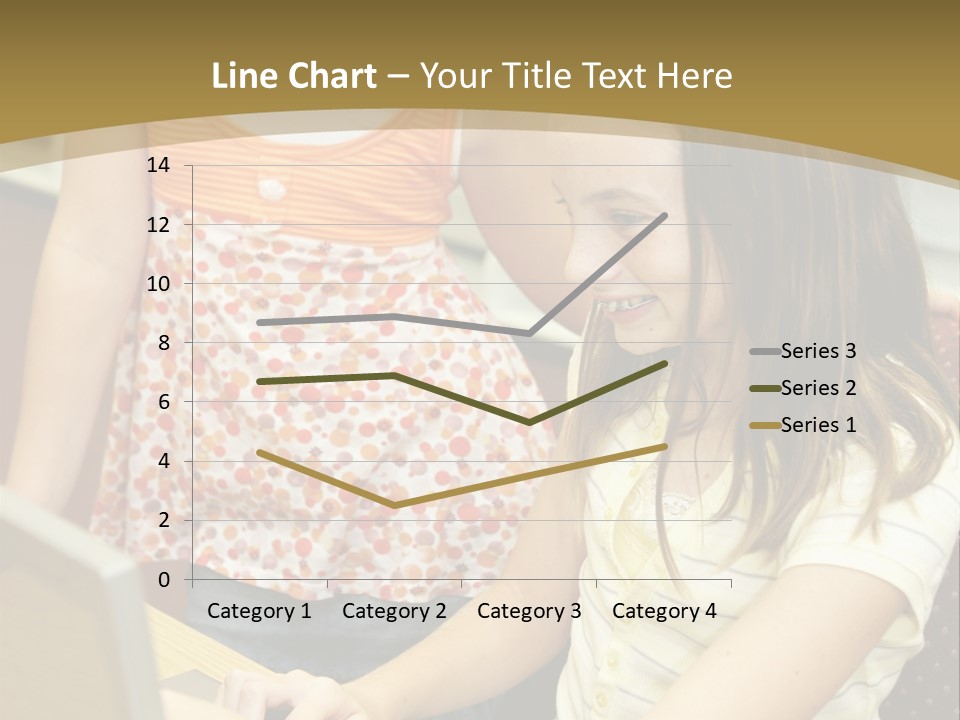 Two Cute School Girls Doing Research On-Line In The School Library. Focus On The Girl Sitting Down. PowerPoint Template